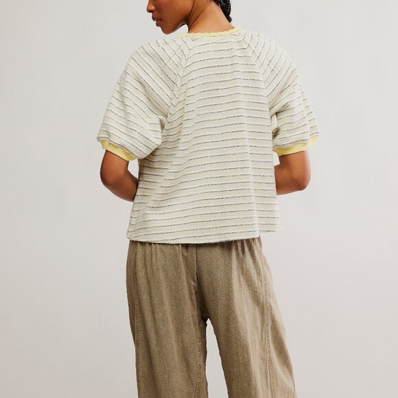 Free People Yellow and Cream Striped Hoodie - Picture 6 of 9